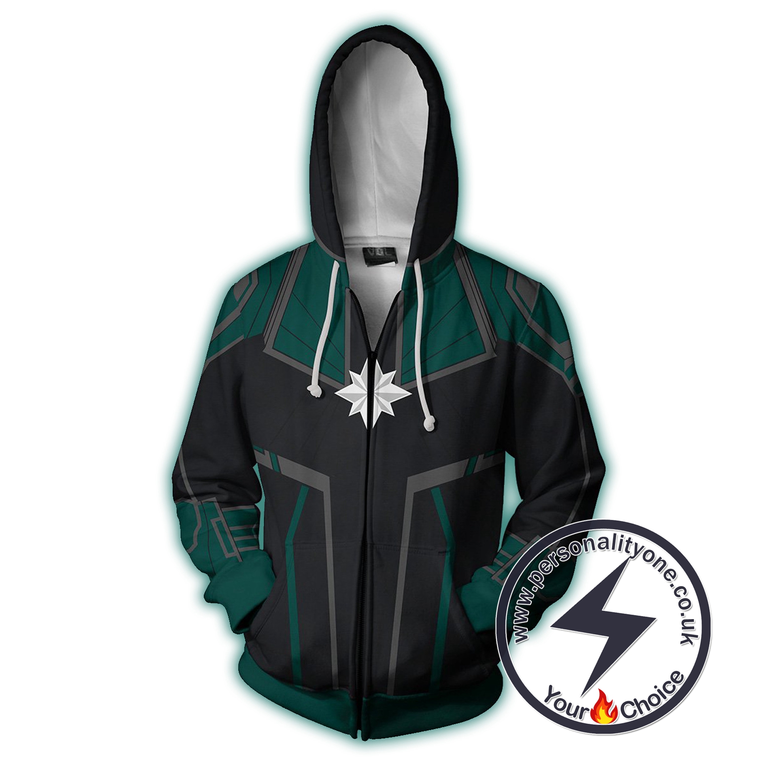 Avengers Infinity War Hoodie - Captain Marvel Green Suit Jacket
